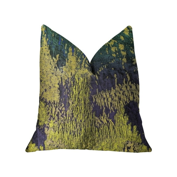 Plutus Emerald Rainforest Green - Yellow & Blue Luxury Throw Pillow - 18 x 18 in.