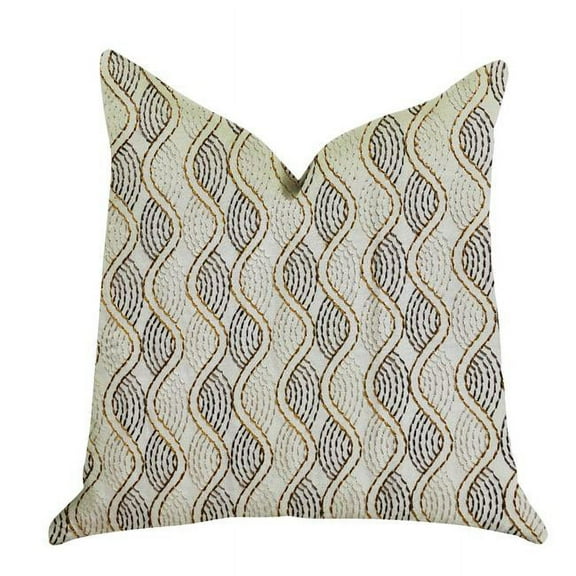 Plutus Enigma Twist Luxury Throw Pillow - Beige Gold - 12in. x 25in.