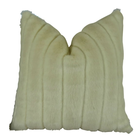 Plutus Fancy Faux Mink Handmade Throw Pillow - Ivory - Off & White - 18 x 18 in.