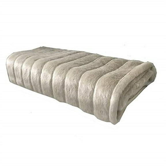 Plutus Fancy Mink Faux Fur Ivory Luxury Throw Blanket - Ivory & Off White - Twin