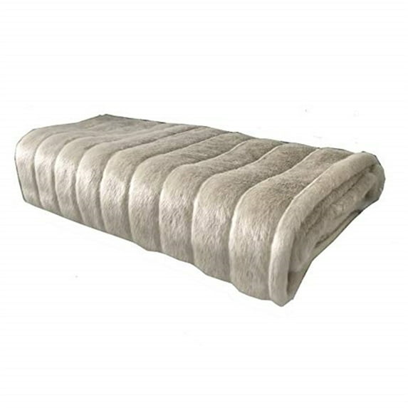 Plutus Fancy Mink Faux Fur Ivory Luxury Throw Blanket - Ivory & Off White - Twin