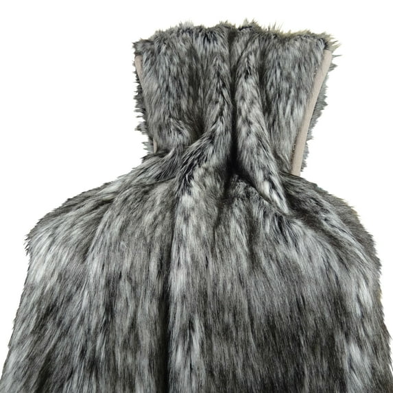 Plutus Faux Siberian Husky Throw - Gray - White & Black