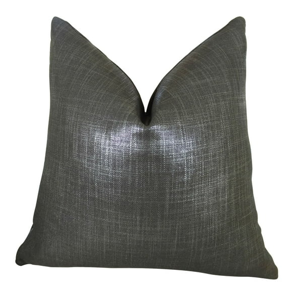 Plutus Brands Plutus Glazed Linen Indigo Handmade Throw Pillow, 20" x 26" Standard, Gray