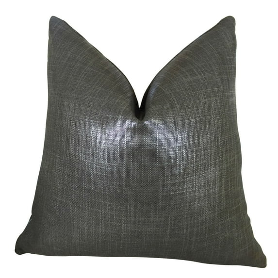 Plutus Brands Plutus Glazed Linen Indigo Handmade Throw Pillow, 20" x 26" Standard, Gray