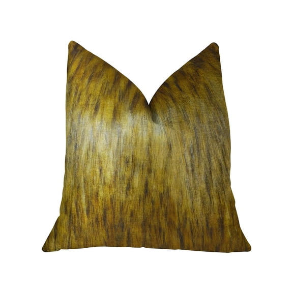 Plutus Golden Spirit Wolf Light and Dark Brown Pillow 16"L x16"W