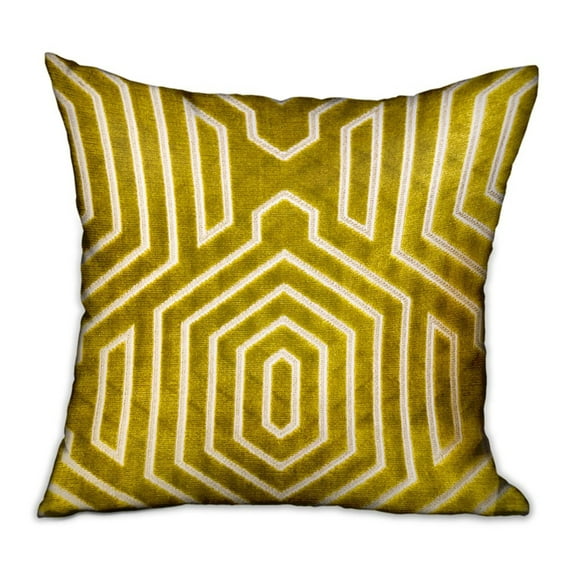 Plutus Brands Plutus Goldenrod Velvet Gold Geometric Luxury Throw Pillow, 20L x 20W