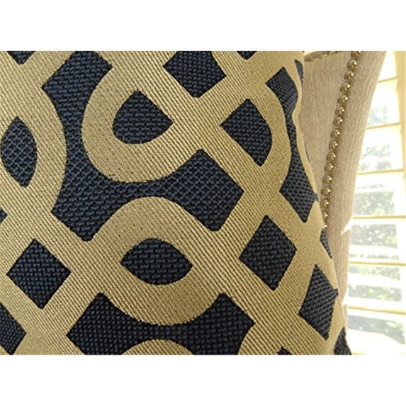 Plutus Graphic Maze Handmade Throw Pillow-Color:Navy/Taupe,Size:26" x 26"