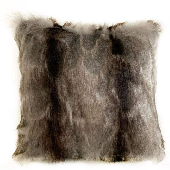 Plutus Brands PBSF1419-P-2026-DP Gray, Charcoal & Black Brandy Grey Fox Animal Faux Fur Luxury Throw Pillow - 20 x 26 in. Standard Size