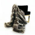 thumbnail image 1 of Plutus Gray Two Tone Feather Faux Fur Luxury Throw Blanket, 1 of 5