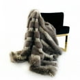 thumbnail image 1 of Plutus Gray Two Tone Feather Faux Fur Luxury Throw Blanket, 1 of 2