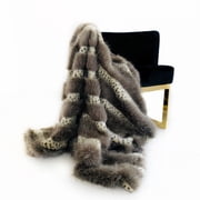 Plutus Gray Two Tone Feather Faux Fur Luxury Throw Blanket pack Of 1