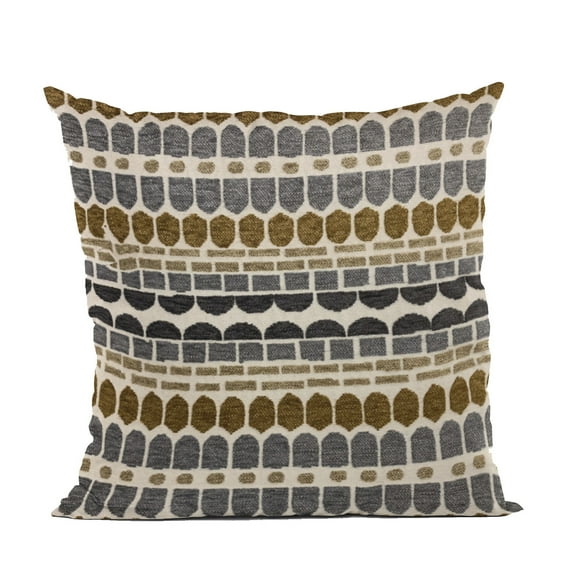Plutus Brands Green, Gray Harmony Border Luxury Throw Pillow-Size:24" x 24"