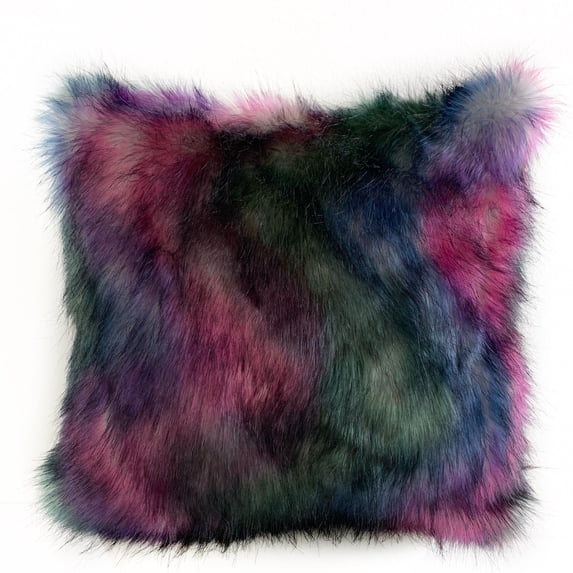 Plutus Brands Green, Purple, Blue Plutus Northern Lights Animal Faux Fur Luxury Throw Pillow 20 in x 26in, Double Sided 20" x 26" Standard