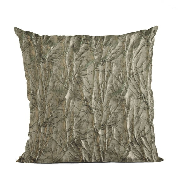 Plutus Gunmetal Yarns Shiny Fabric With Twig Pattern Luxury Throw Pillow - Double sided 20" x 20"