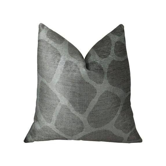 Plutus 24" x 24" Soft Giraffe Handmade Luxury Pillow in Gray and White