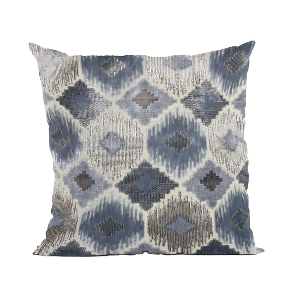 Plutus Indigo Jewel  iKat Blue Gray Velvet Luxury Throw Pillow