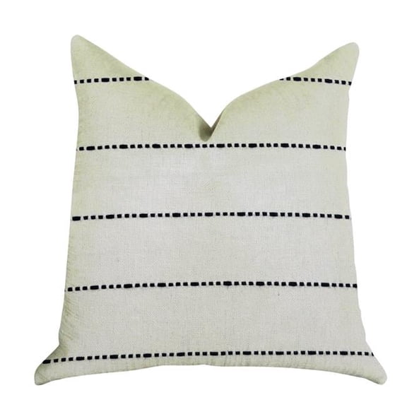 Plutus Interweave Vanilla Bean Luxury Throw Pillow in Black & White - 20 x 26 in. Standard