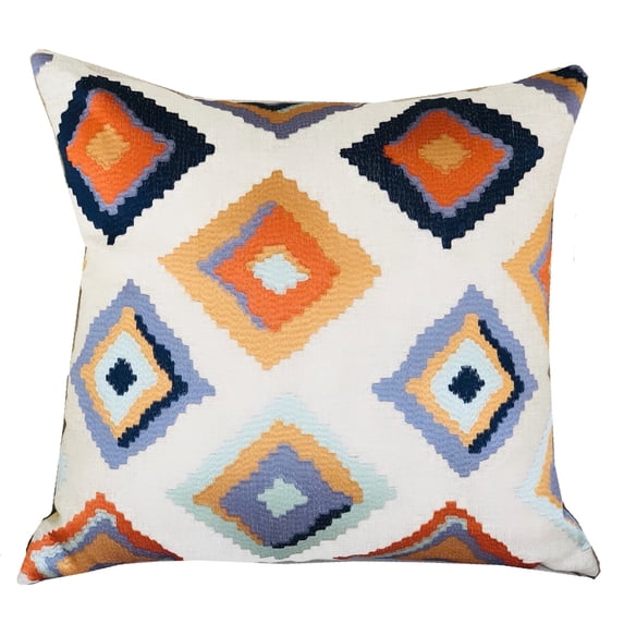 Plutus Isabeau Purple Orange and White Handmade Pillow 18"L x18"W