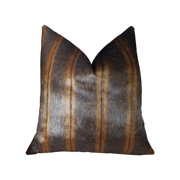 Plutus Lavish Brown Mink Light and Dark Brown Handmade Luxury Pillow