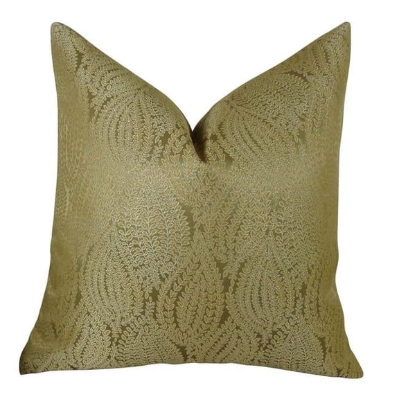 Plutus Leaf Pod Handmade Double Sided Throw Pillow - Gold - 18 x 18 in.