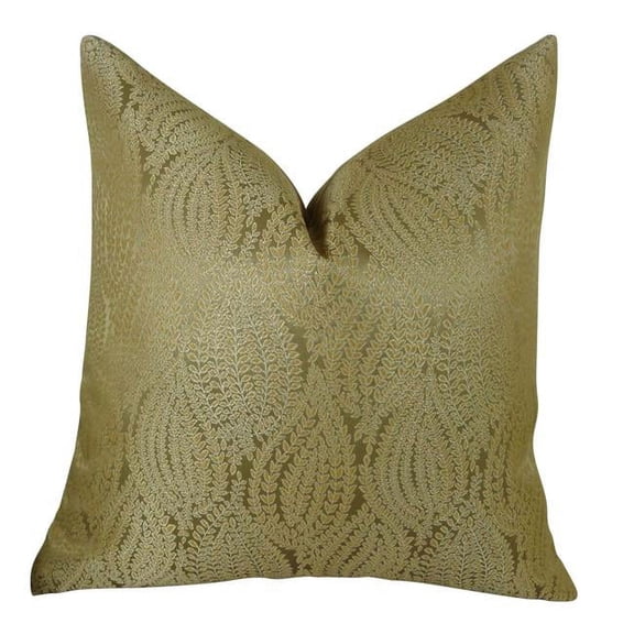 Plutus Leaf Pod Handmade Double Sided Throw Pillow - Gold - 20 x 20 in.
