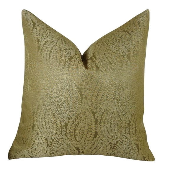 Plutus Leaf Pod Handmade Double Sided Throw Pillow - Gold - 22 x 22 in.