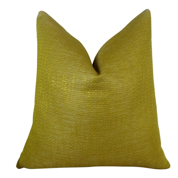 Plutus Lemon Curry Handmade Throw Pillow - Metallic - Citrine & Gold - 12 x 25 in.