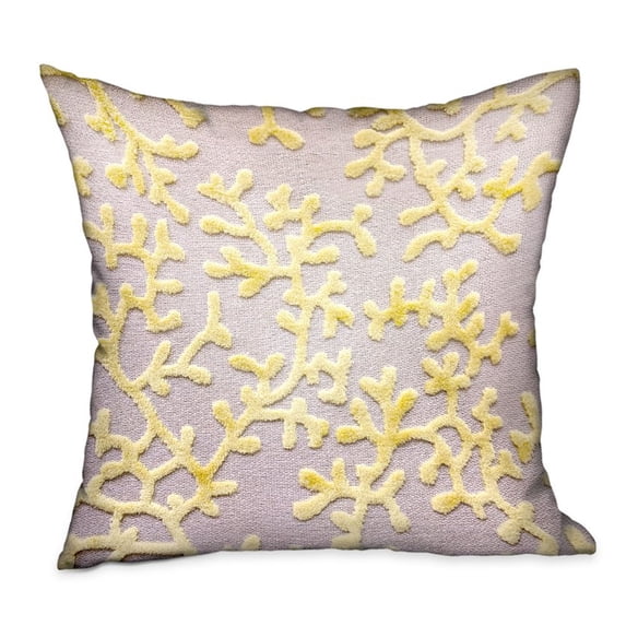 Plutus Lemon Reef Yellow, Cream Floral Luxury Throw Pillow Double sided 20" x 20"