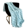 thumbnail image 1 of Plutus Light Blue Diamond Faux Fur Luxury Throw Blanket, 1 of 3
