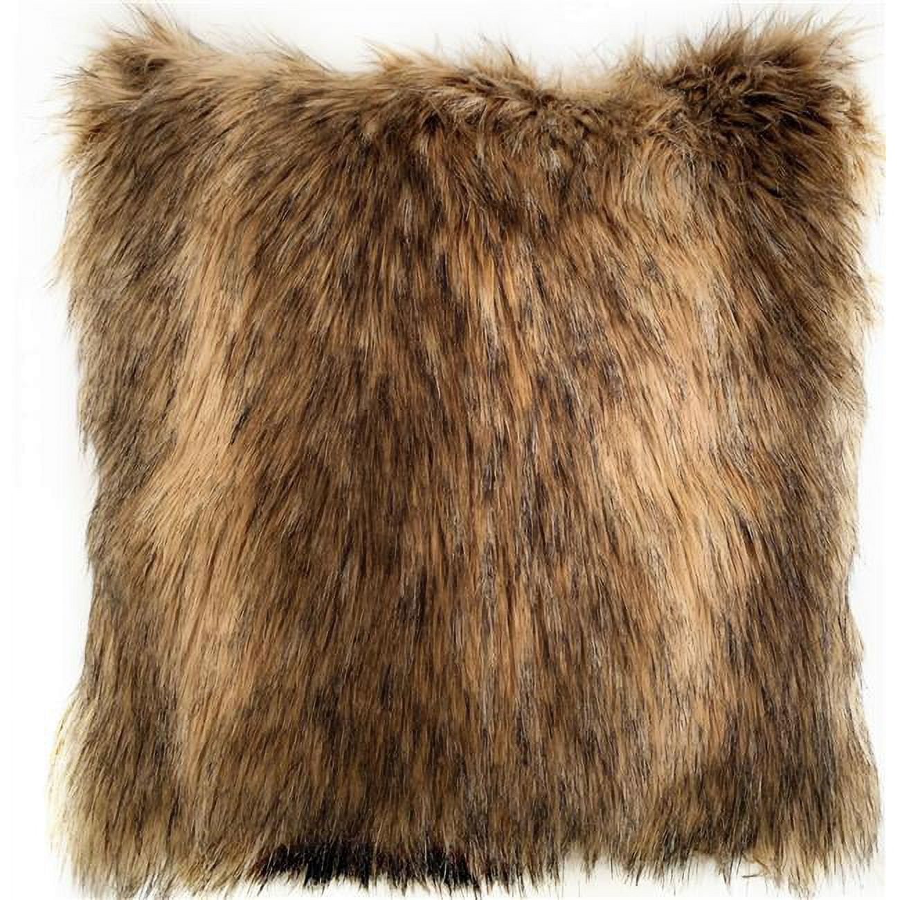 Plutus Light Dark Brown Mountain Coyote Animal Faux Fur Luxury