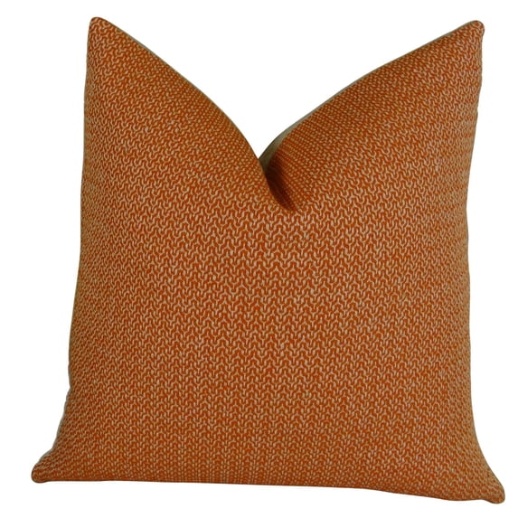 Plutus Lone Oak Cayenne Handmade Throw Pillow - Orange & Taupe - 24 x 24 in.