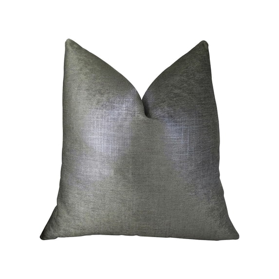 Plutus Lustrous Linen Gunmetal Grey Handmade Luxury Pillow 20"L x20"W