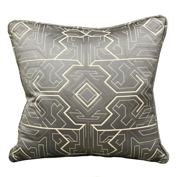Plutus 26" x 26" Daria Moss Geometric Luxury Throw Pillow in Silver