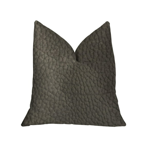 Plutus Modern Black Black Artificial Leather Luxury Throw Pillow - Double sided 12" x 20"