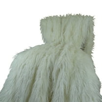 Plutus Mongolian Faux Fur Throw-Color:White,Size:96"W x 110"L