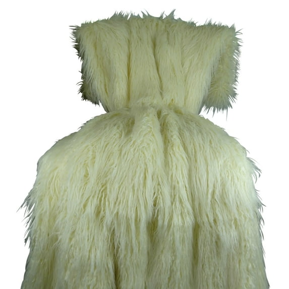 Plutus Mongolian Fur Handmade Throw/Blanket-Color:Ivory,Size:108"W x 90"L