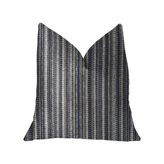 Plutus New Hampton Ivory and Blue Luxury Throw Pillow
