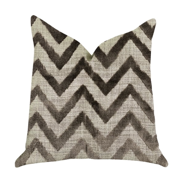 Plutus Oblique Zigzag Luxury Throw Pillow in Beige Tones 16"L x16"W