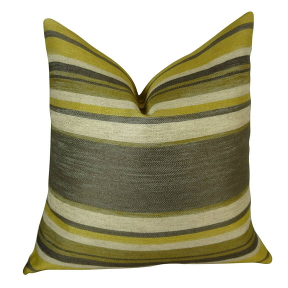 Plutus Ocosingo Zest Handmade Double Sided Throw Pillow - Gray - Citrine & Ivory - 26 x 26 in.