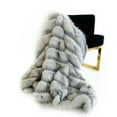 thumbnail image 1 of Plutus Off White  Two Tone Feather Faux Fur Luxury Throw Blanket-Size:70L x 90W,Style:Blanket, 1 of 4
