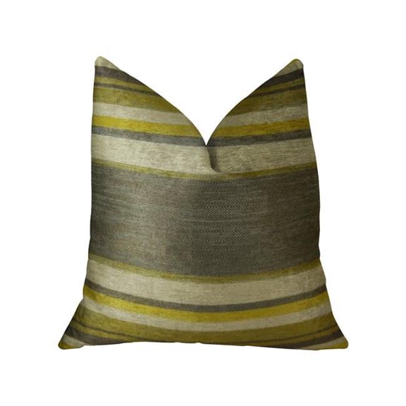 Plutus  Olive & Fig Gray Citrine & Ivory Handmade Luxury Pillow - 20 x 30 in. Queen