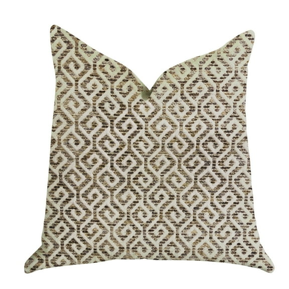 Plutus Omni Truffle Brown Shades Maze Luxury Throw Pillow