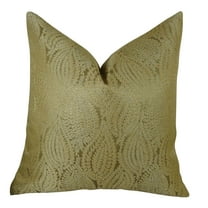 Plutus Leaf Pod Handmade Throw Pillow-Color:Gold,Size:12" x 20"