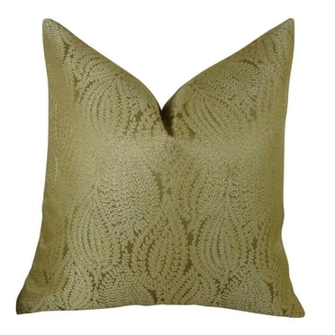 Plutus Leaf Pod Handmade Throw Pillow-Color:Gold,Size:12" x 20"