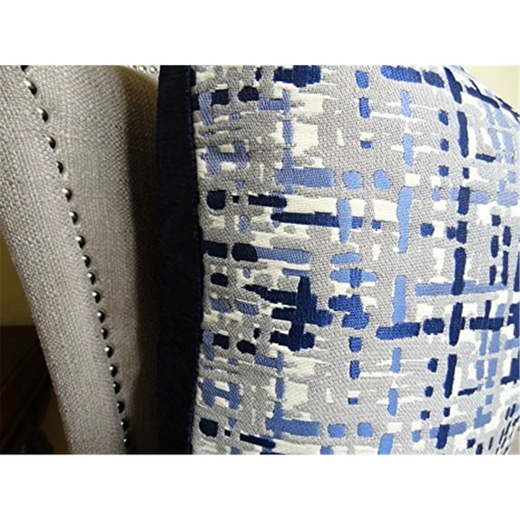 Plutus PB11234-2222-SP Abstract Plaid Handmade Throw Pillow, Navy, Blue & Gray - 22 x 22 in.