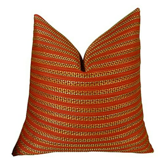 Plutus Tied Rows Handmade Throw Pillow-Color:Red,Size:12" x 20"