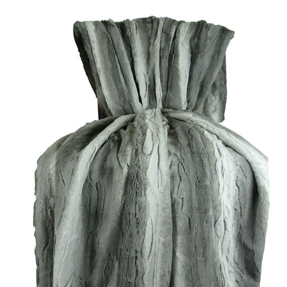 Plutus PB16435-4860-TC Cuddle Platinum Handmade Faux Fur Throw, Gray, Charcoal & White - 48 x 60 in.
