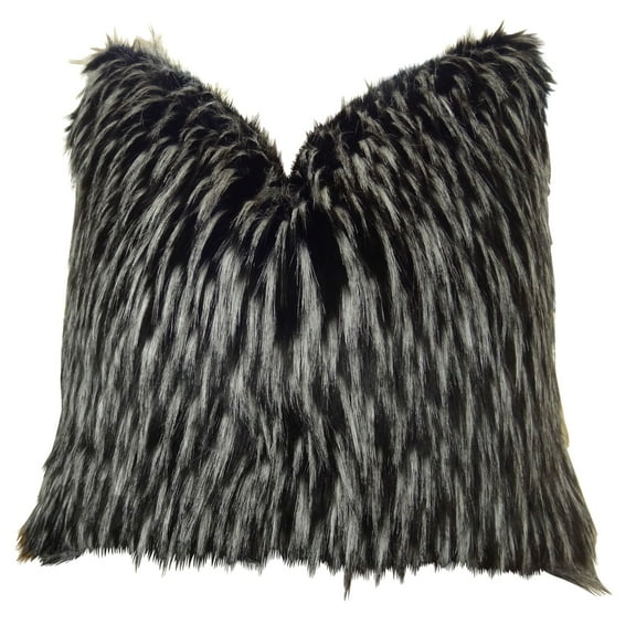 Plutus PB16467-2626-DP Wolf Faux Fur Handmade Double Sided Throw Pillow, Black & White - 26 x 26 in.