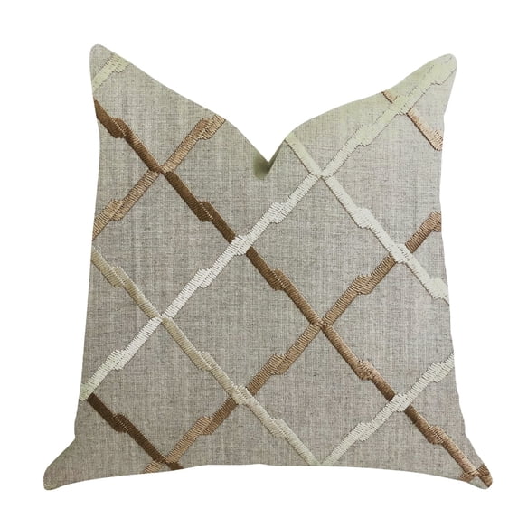 Plutus PBRA1355-1616-DP Urban Square Brown & Beige Luxury Throw Pillow, 16 x 16 in.