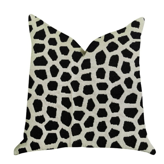 Plutus Dark Jewels Luxury Throw Pillow in Black and White - Double sided 18" x 18"